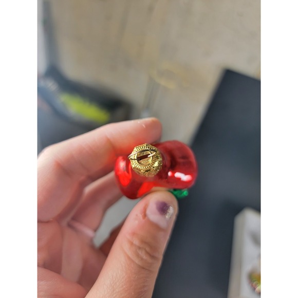 Lot of 6 Christmas Germany Blown Glitter Berry Ball Ornament House nut flower 2" - Picture 8 of 8